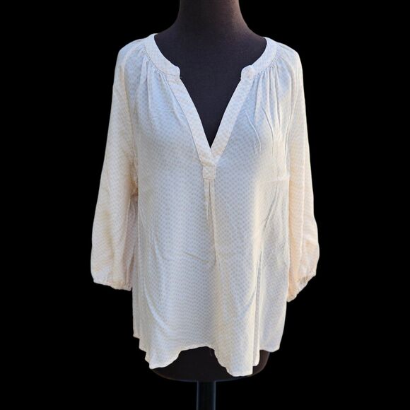 JOIE Tops - Joie Black Sheer Silk Puff Sleeve Blouse Top Career V Neck Pleated Peasant Med